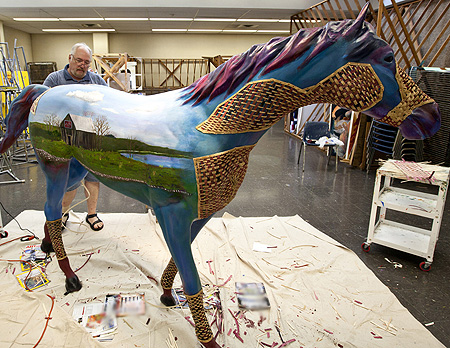 Herb Goodman working on LexArts horse